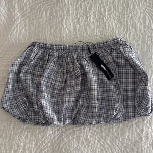 Fashion Nova Blue and White Checkered Skort